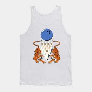 Tiger Bowling Ball Sports Team Jersey - Bowler White Version Tank Top